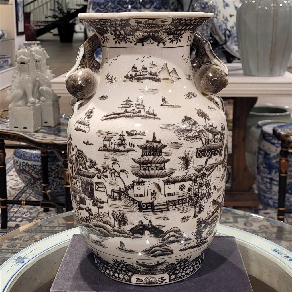 Danny's Fine Porcelain Porcelain Vase (Hole Drilled) - Black And White Willow 14231 - Image 2