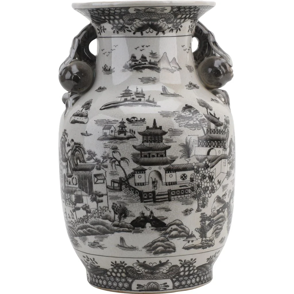 Danny's Fine Porcelain Porcelain Vase (Hole Drilled) - Black And White Willow 14231 - Image 4