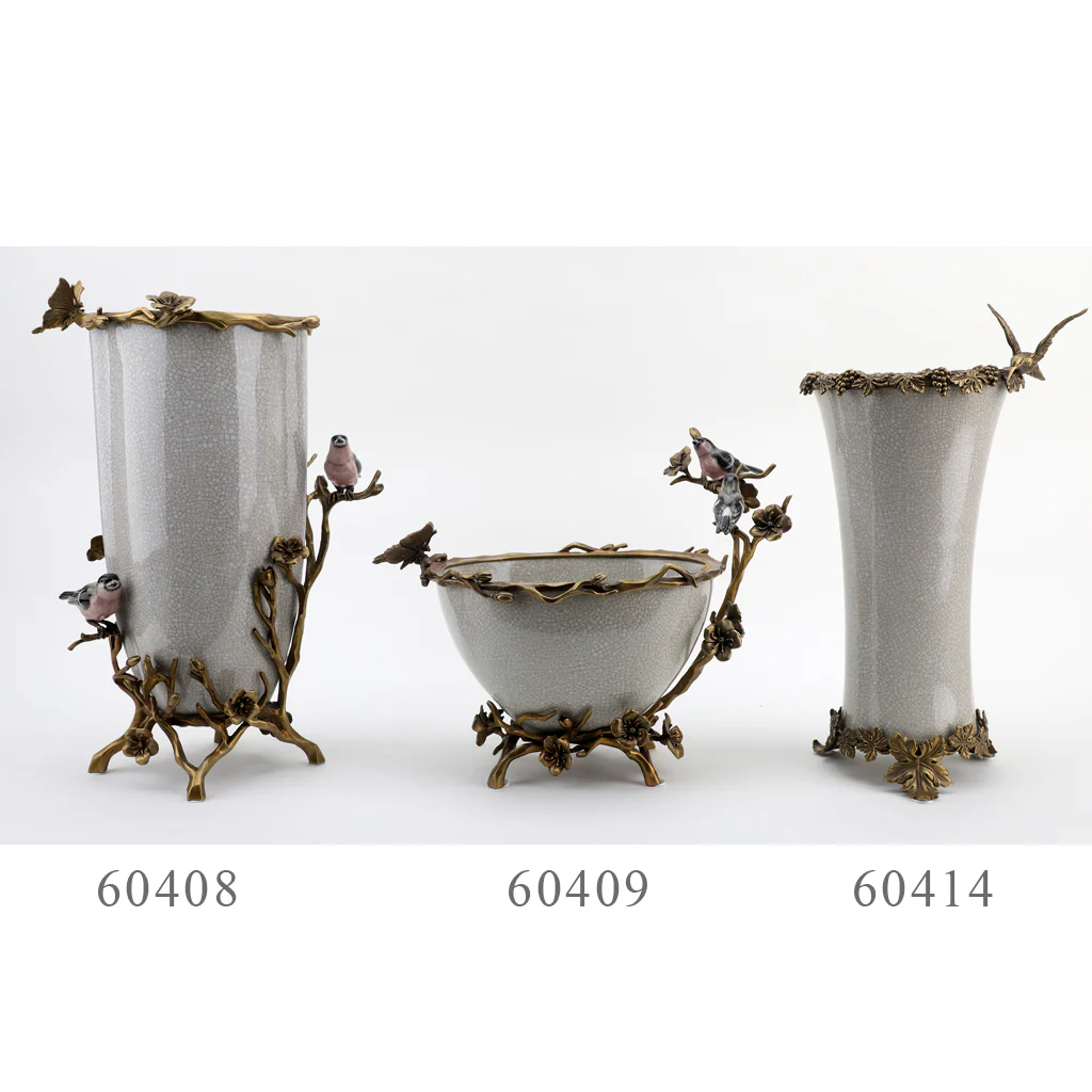 Danny's Fine Porcelain Porcelain Vase With Bronze Ormolu - White Crackle 60408 - Image 18