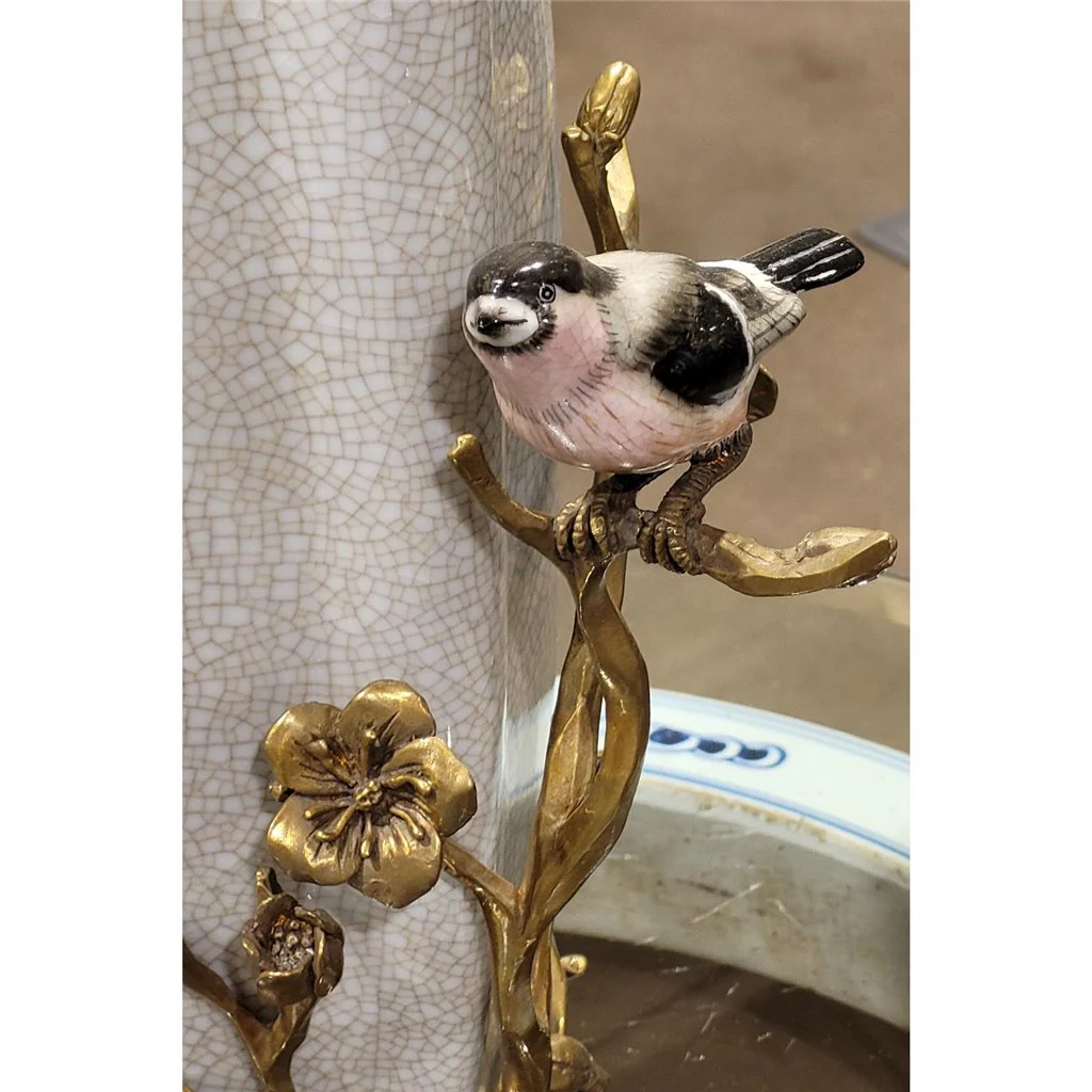 Danny's Fine Porcelain Porcelain Vase With Bronze Ormolu - White Crackle 60408 - Image 21