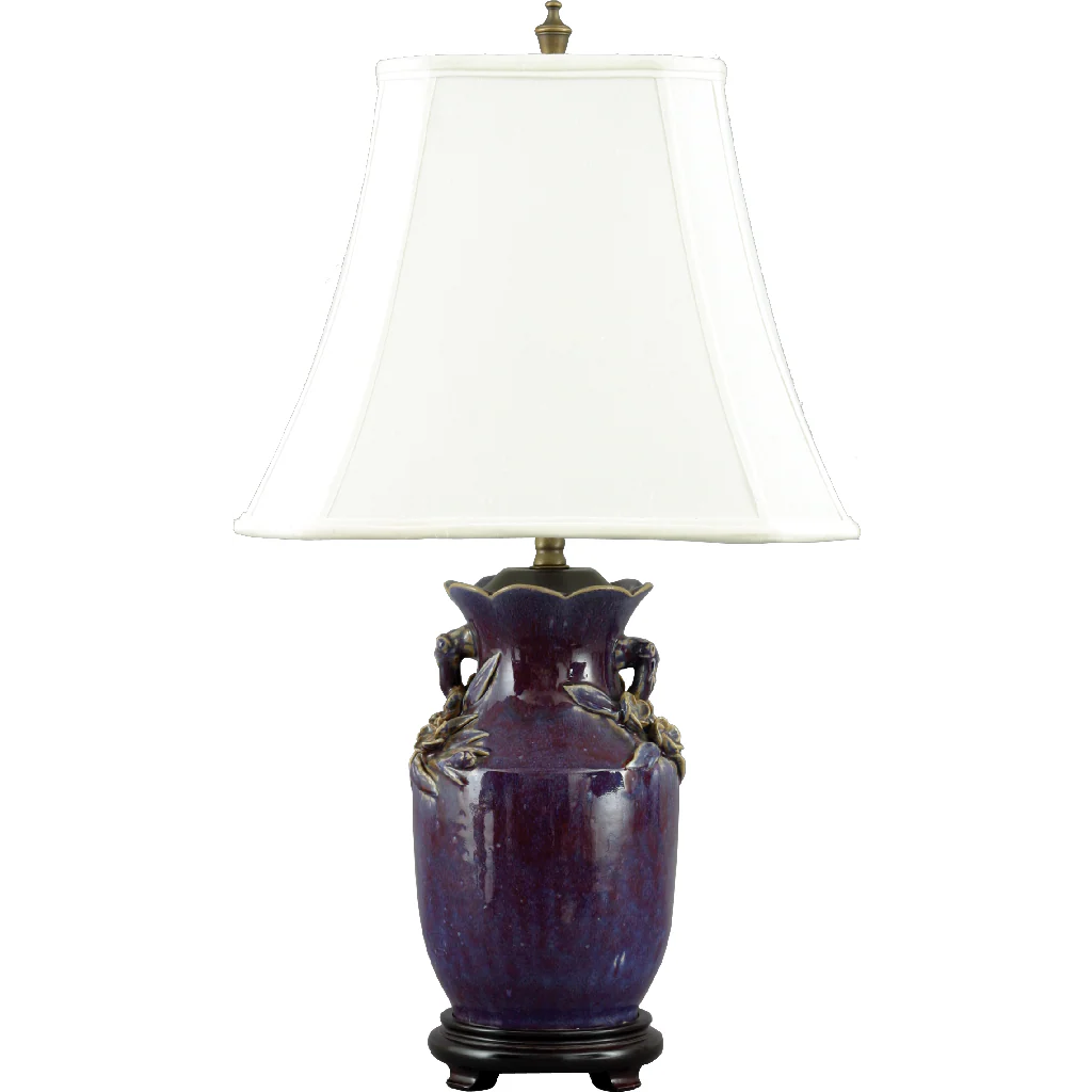 Danny's Fine Porcelain Purple Flower Vase Lamp PAV20P