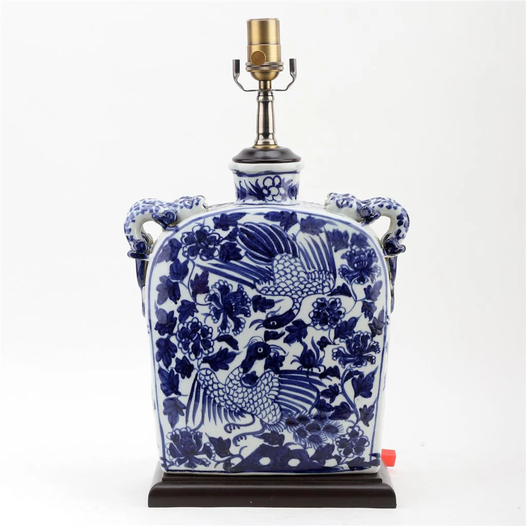 Danny's Fine Porcelain Rectangular Ming Vase Lamp -Blue And White (Shade: 122-15-BE) 50964-L - Image 4