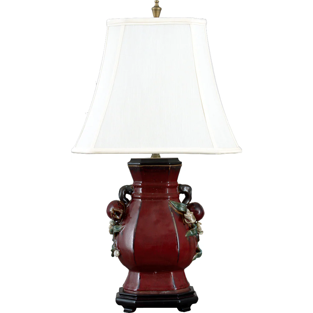 Danny's Fine Porcelain Red Hex Vase Lamp PAV42R
