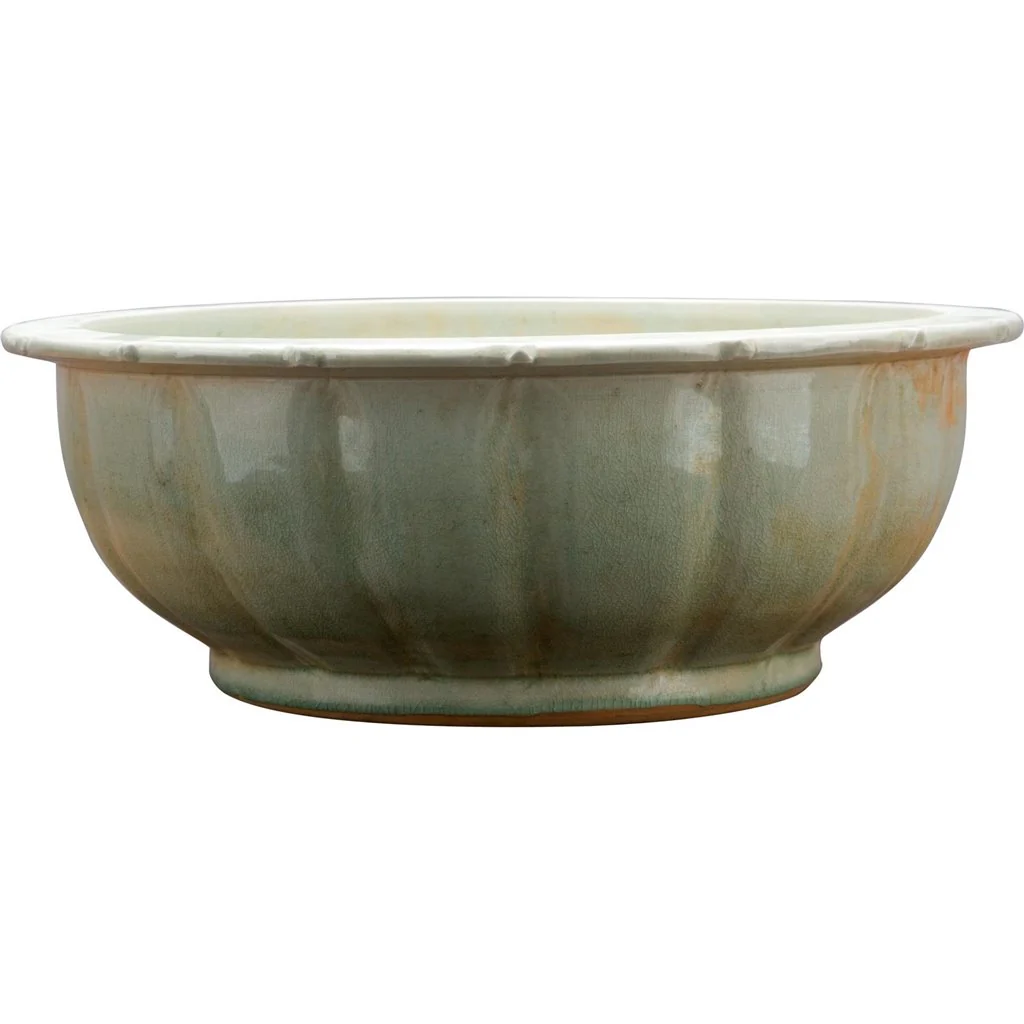 Danny's Fine Porcelain Round Basin - Carved Celadon Porcelain 50359