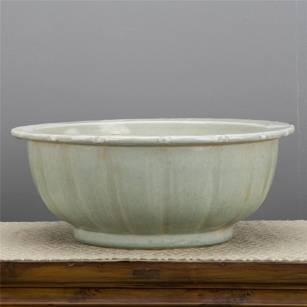 Danny's Fine Porcelain Round Basin - Carved Celadon Porcelain 50359 - Image 5