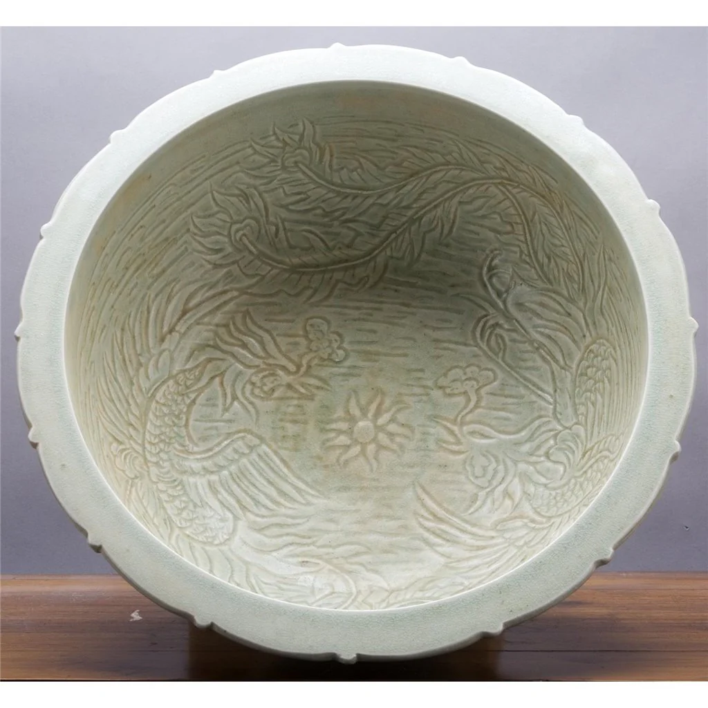 Danny's Fine Porcelain Round Basin - Carved Celadon Porcelain 50359 - Image 6