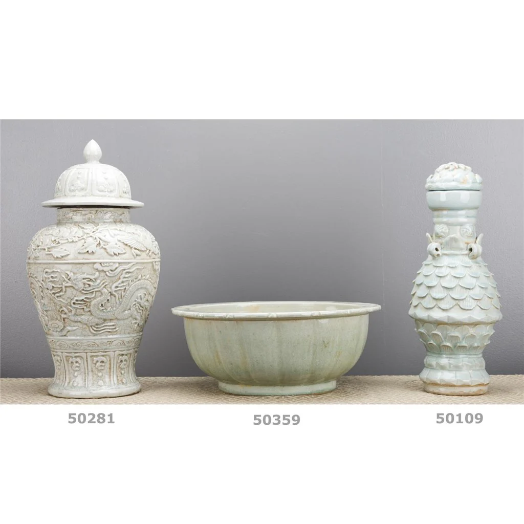 Danny's Fine Porcelain Round Basin - Carved Celadon Porcelain 50359 - Image 8