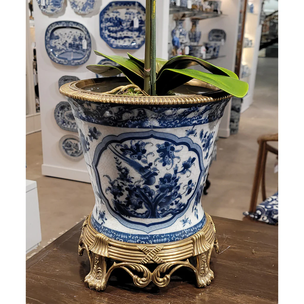Danny's Fine Porcelain Round Metal Planter - B/W Birds 11557 - Image 6