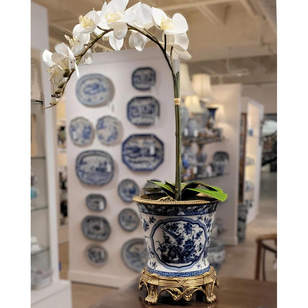 Danny's Fine Porcelain Round Metal Planter - B/W Birds 11557 - Image 7