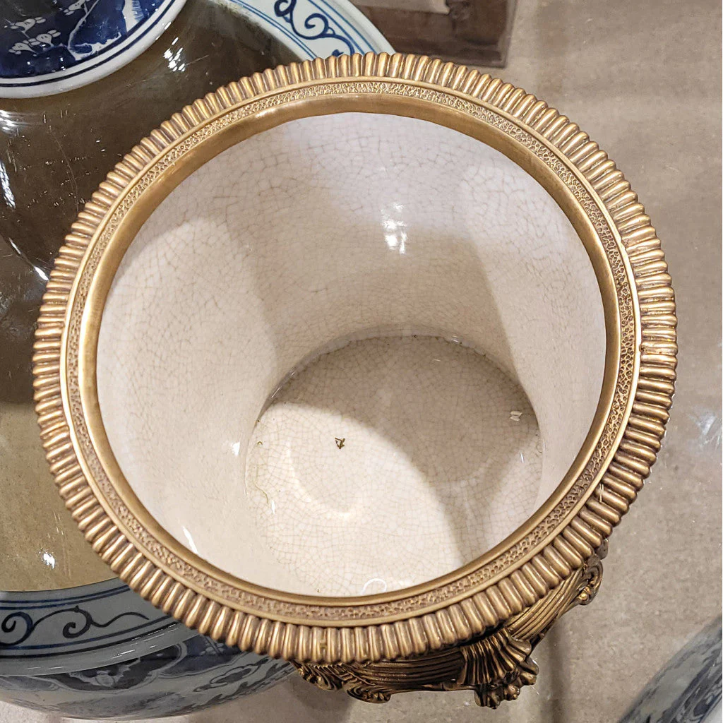 Danny's Fine Porcelain Round Metal Planter - B/W Birds 11557 - Image 8