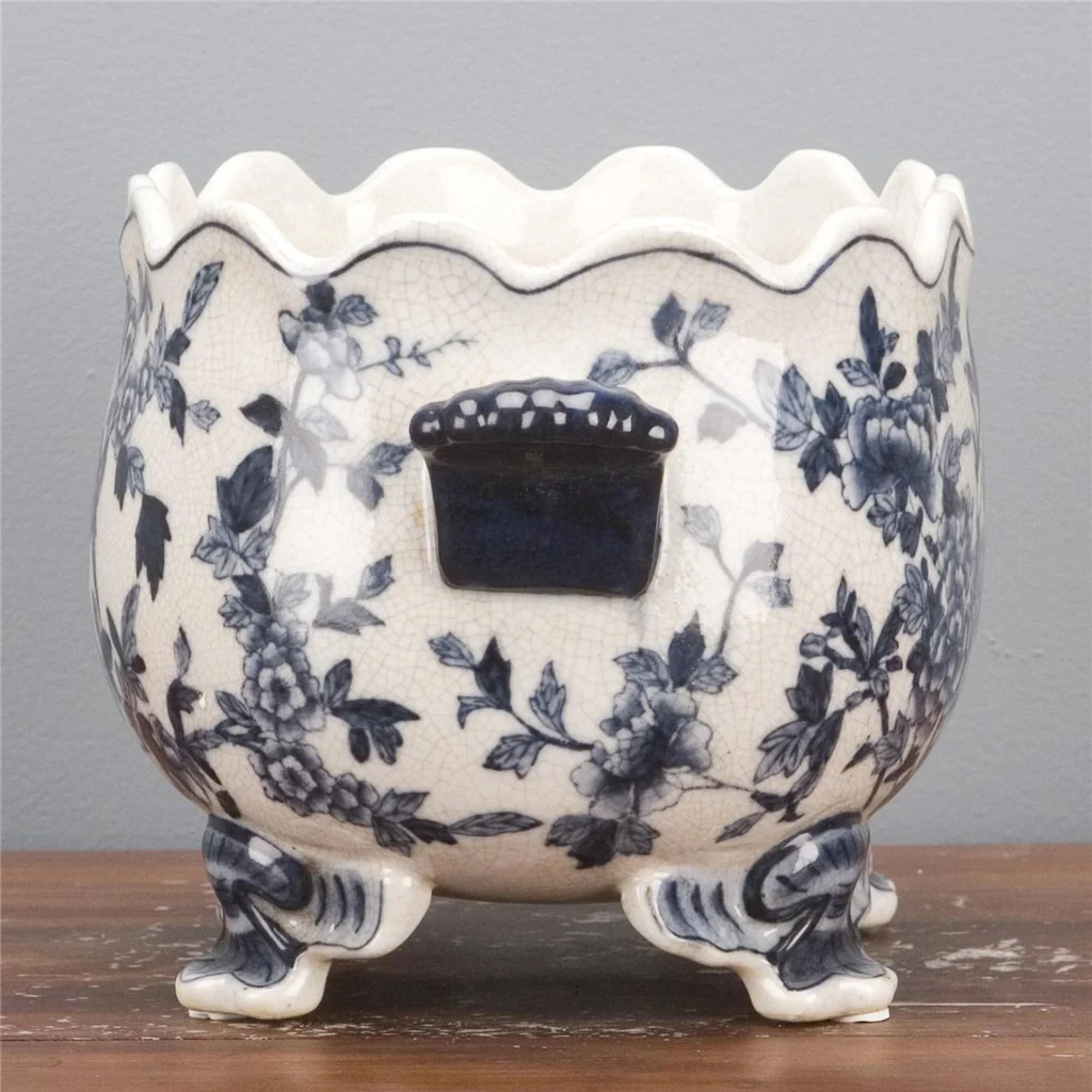 Danny's Fine Porcelain Scallop Edge Porcelain Oval Basin -Blue Birds 14166 - Image 10