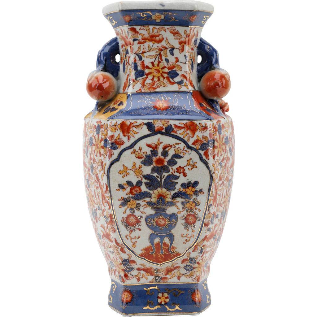 Danny's Fine Porcelain SLIM HEX VASE - IMARI (PRE-DRILLED HOLE) 12516