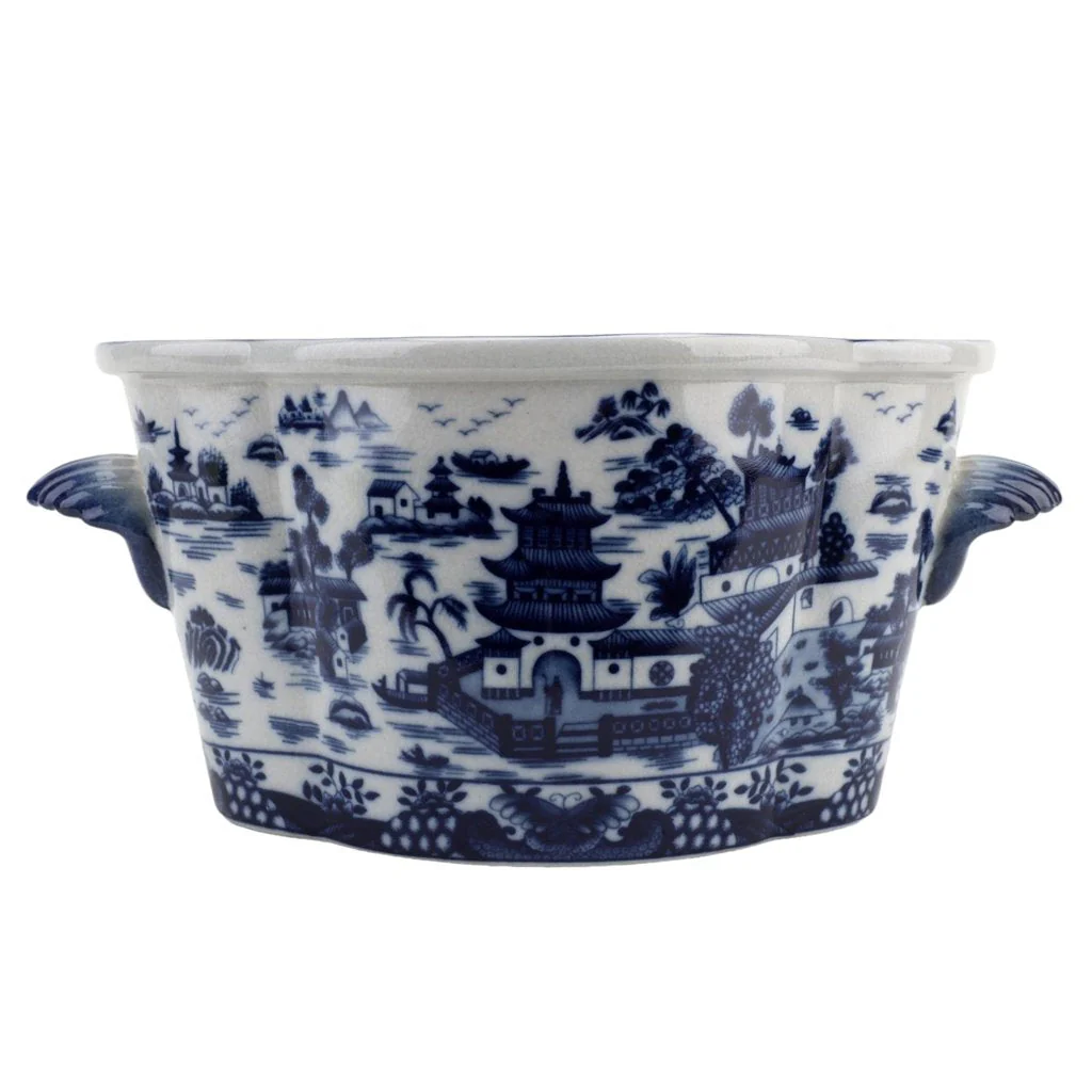 Danny's Fine Porcelain Small Footbath Planter- Blue Willow 14256