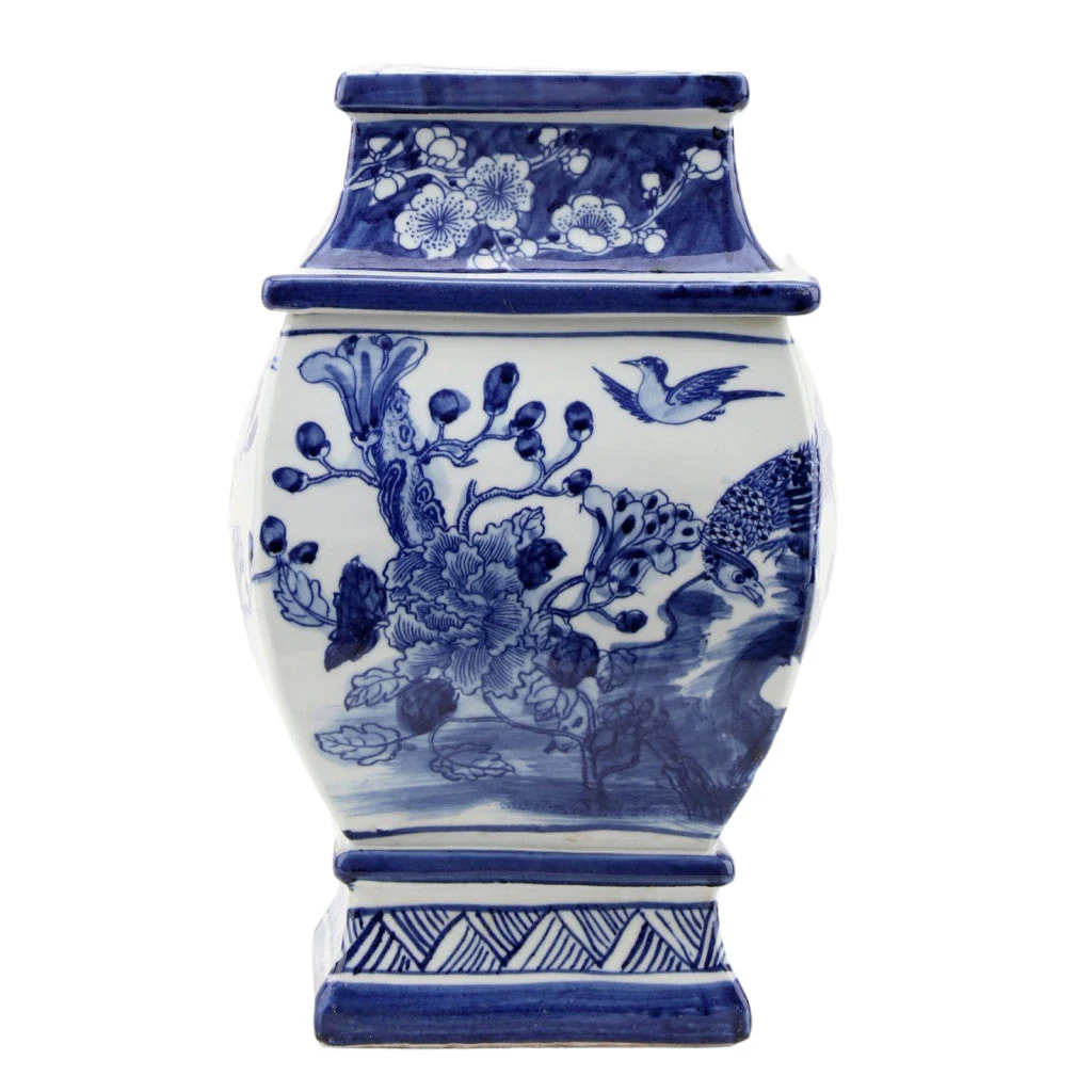 Danny's Fine Porcelain Sq Vase - Blue And White Bird 50927