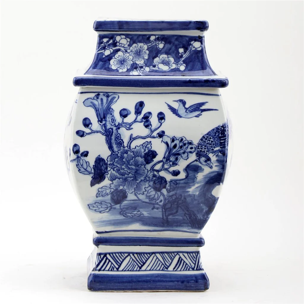 Danny's Fine Porcelain Sq Vase - Blue And White Bird 50927 - Image 2