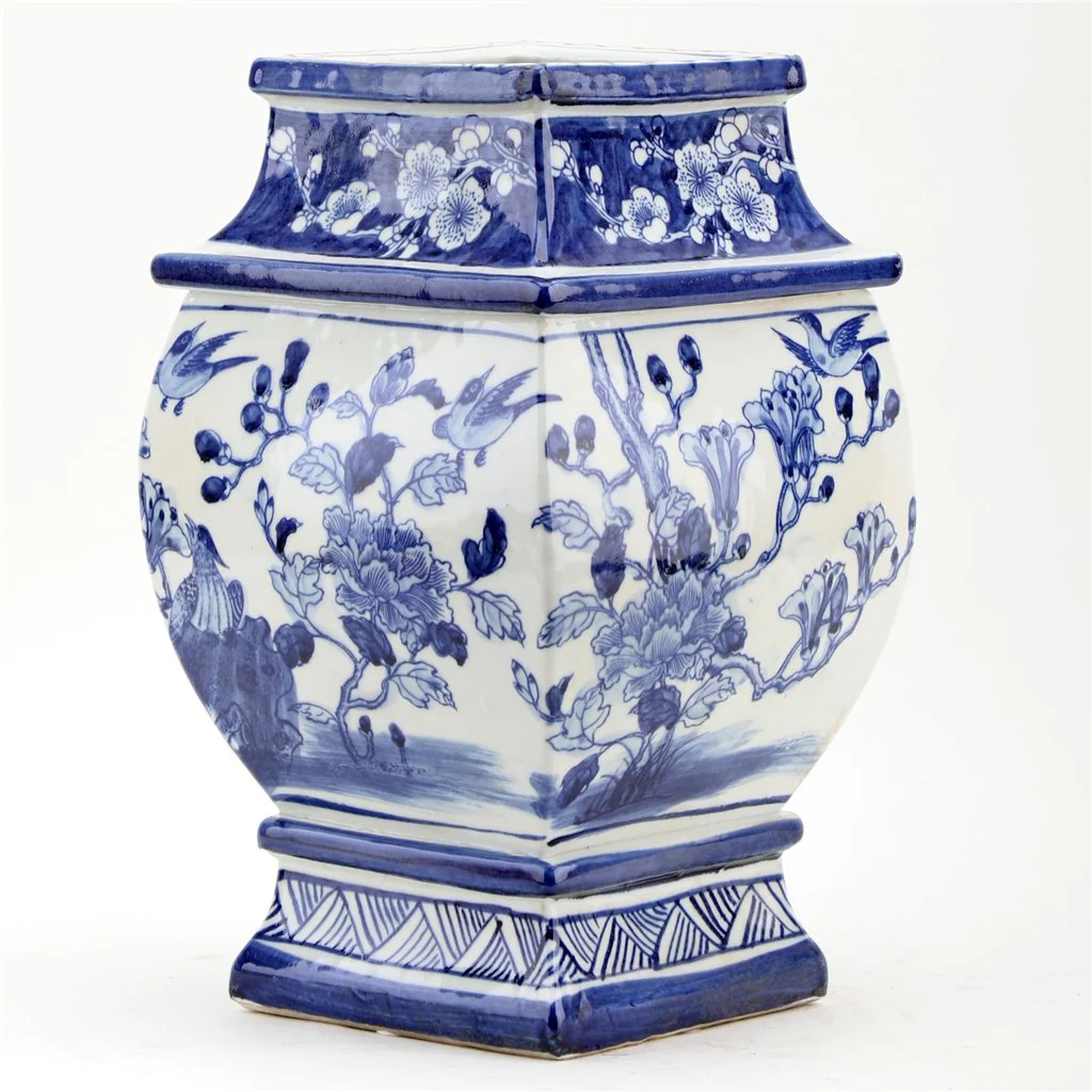 Danny's Fine Porcelain Sq Vase - Blue And White Bird 50927 - Image 4