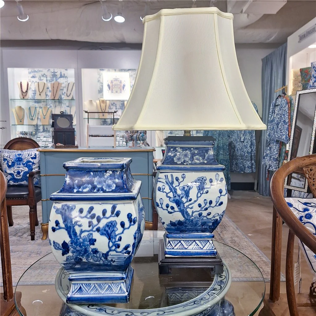 Danny's Fine Porcelain Sq Vase Lamp - Blue And White Bird (Shade: 122-15-Be) 50927-L - Image 6