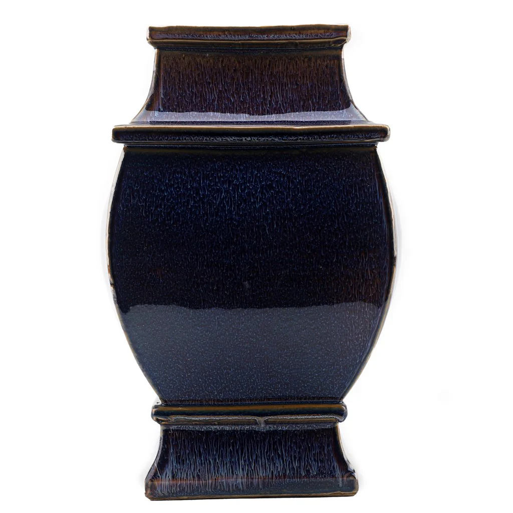 Danny's Fine Porcelain Square Curve Vase - Natural dripping glaze 50848