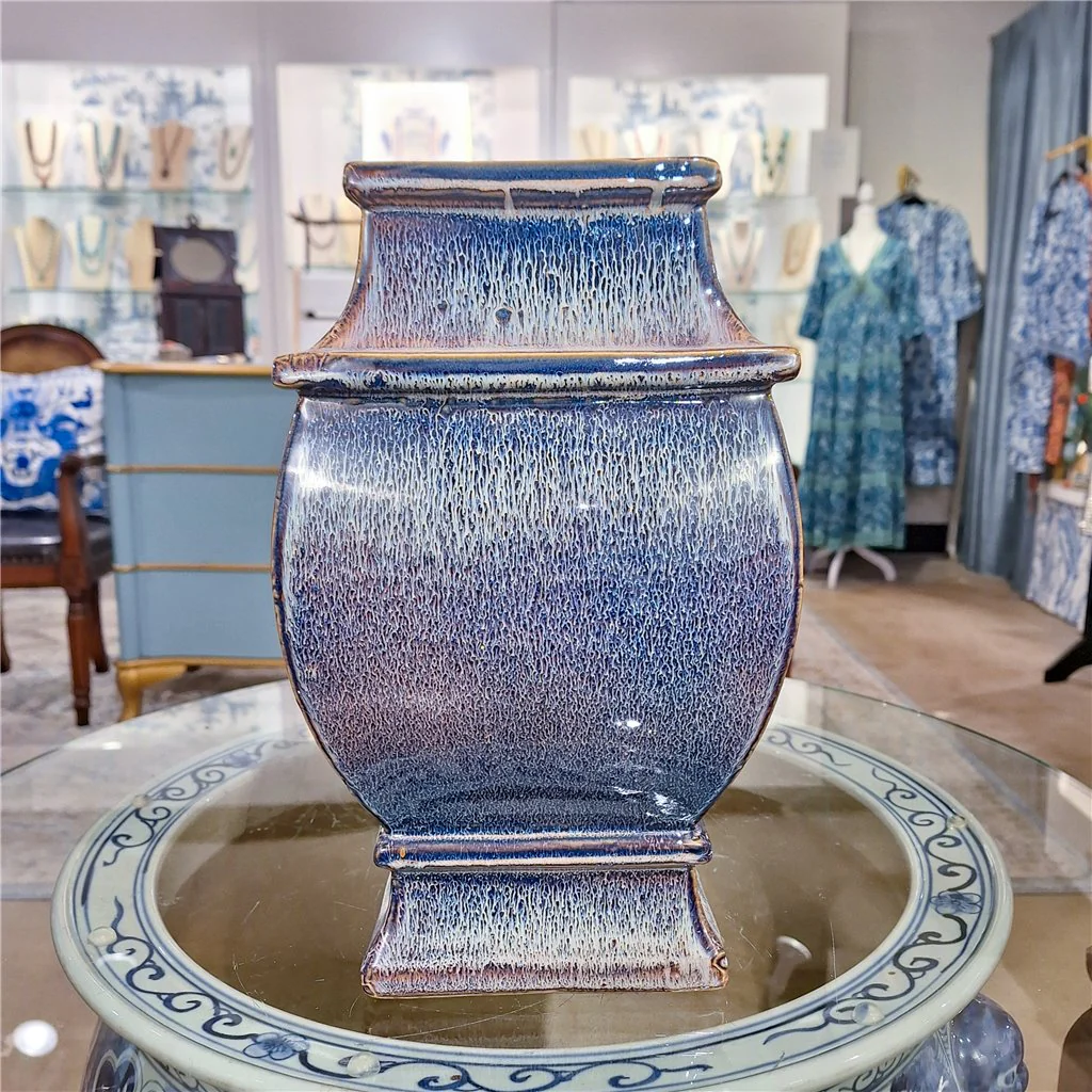 Danny's Fine Porcelain Square Curve Vase - Natural dripping glaze 50848 - Image 2