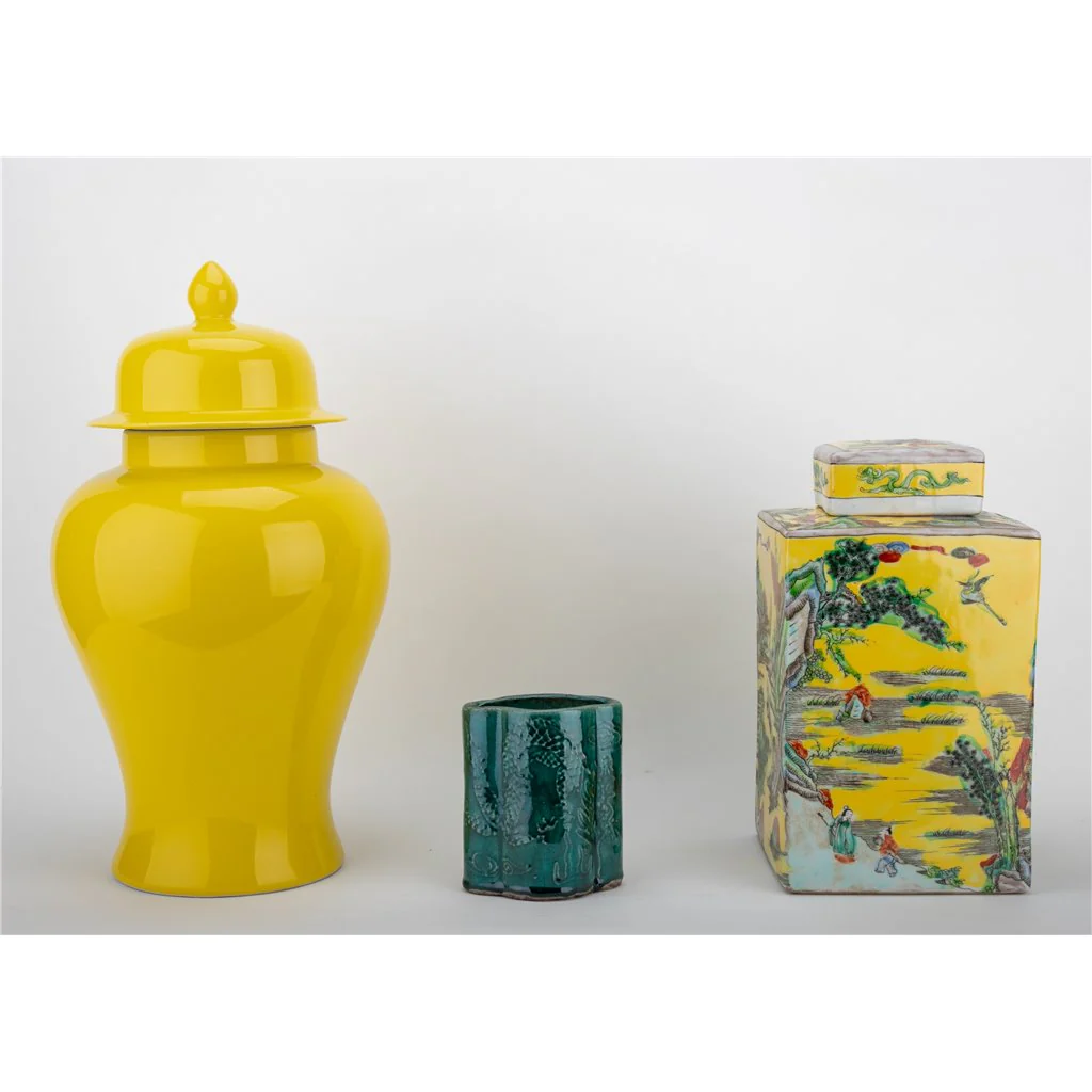 Danny's Fine Porcelain Square Lidded Jar Yellow Children Playing 51178 - Image 12