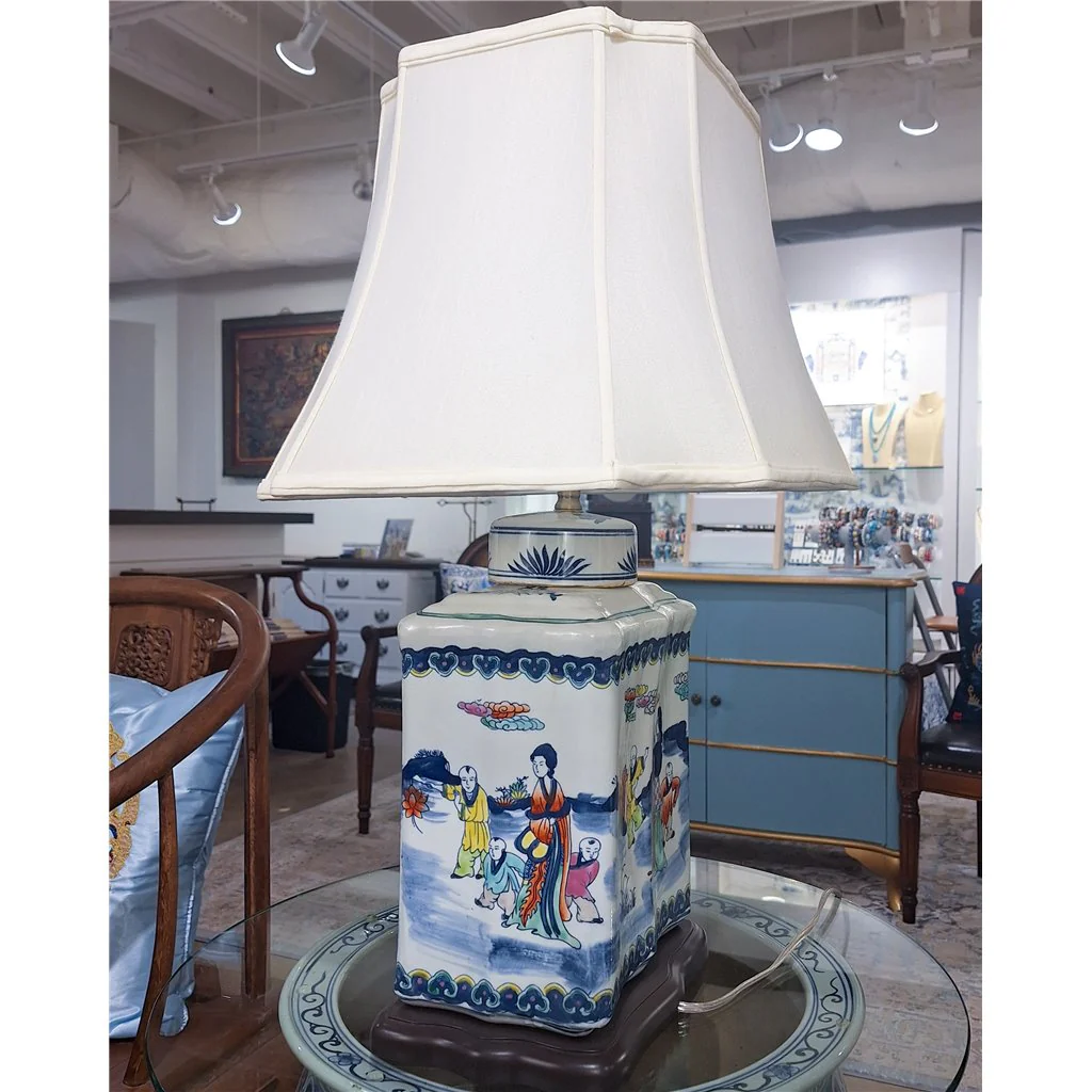 Danny's Fine Porcelain Tea Jar Lamp - Multi-Color Lady Garden (Shade: 111-19-Be) 50979-L - Image 2