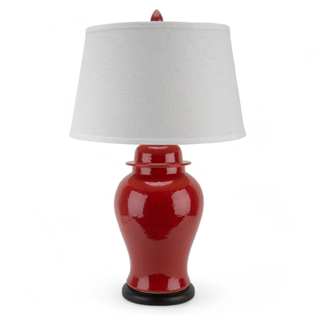 Danny's Fine Porcelain Temple Jar Lamp - Red Crackle 51089-L
