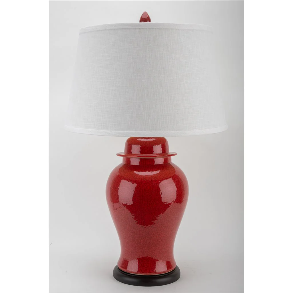 Danny's Fine Porcelain Temple Jar Lamp - Red Crackle 51089-L - Image 2