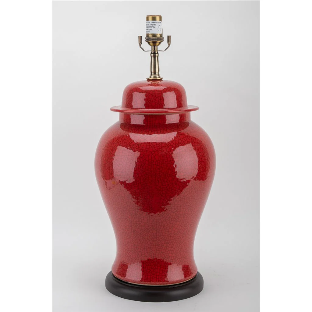 Danny's Fine Porcelain Temple Jar Lamp - Red Crackle 51089-L - Image 3