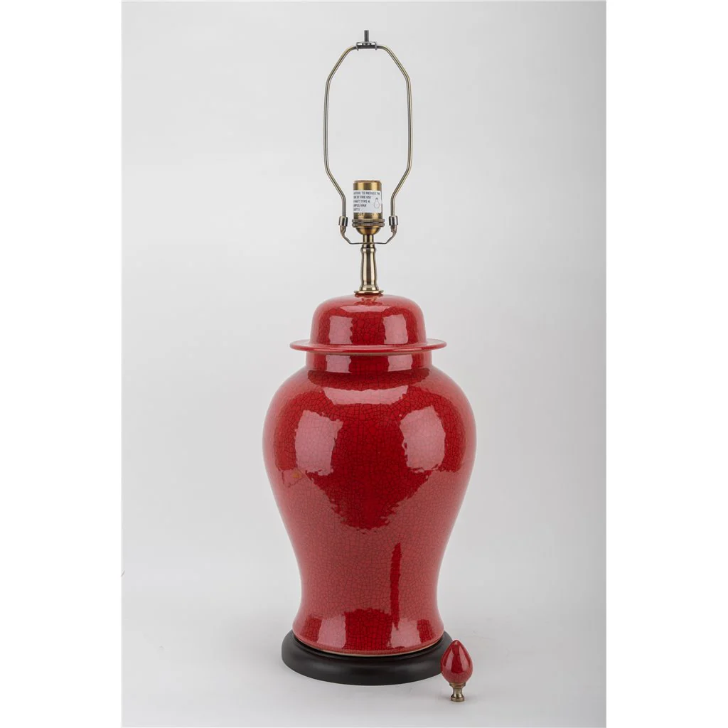 Danny's Fine Porcelain Temple Jar Lamp - Red Crackle 51089-L - Image 4