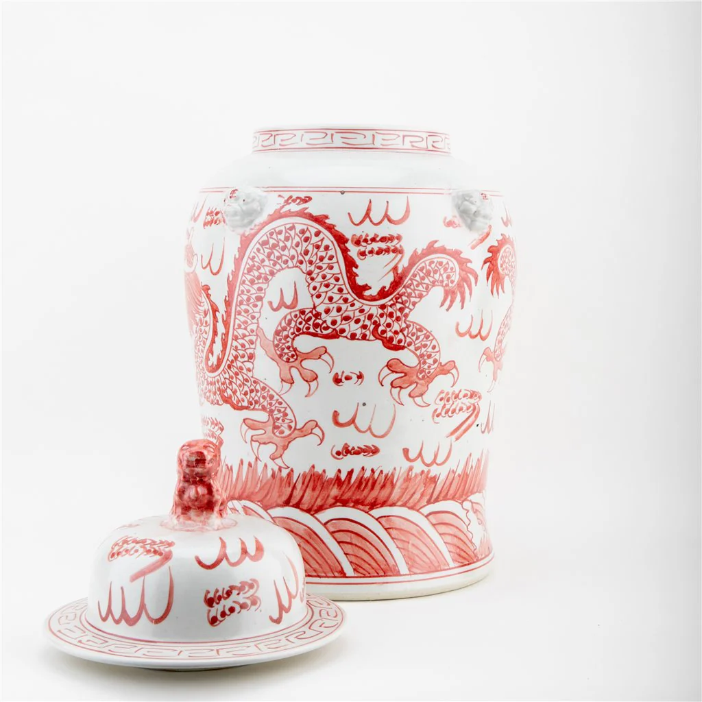 Danny's Fine Porcelain Temple Jar Light Red Dragon 51125 - Image 10