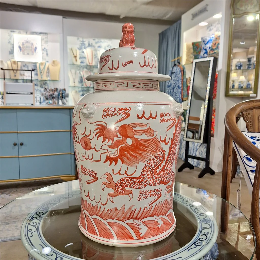 Danny's Fine Porcelain Temple Jar Light Red Dragon 51125 - Image 15