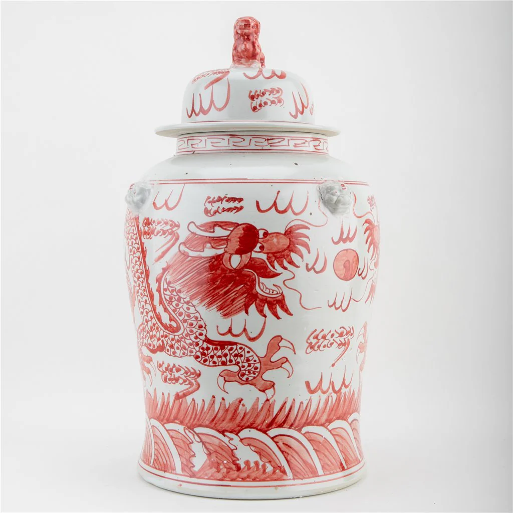 Danny's Fine Porcelain Temple Jar Light Red Dragon 51125 - Image 3