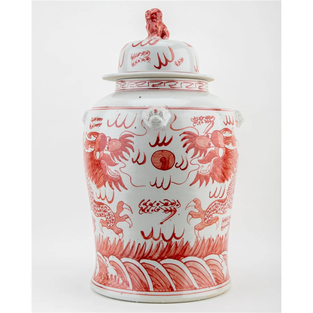 Danny's Fine Porcelain Temple Jar Light Red Dragon 51125 - Image 5
