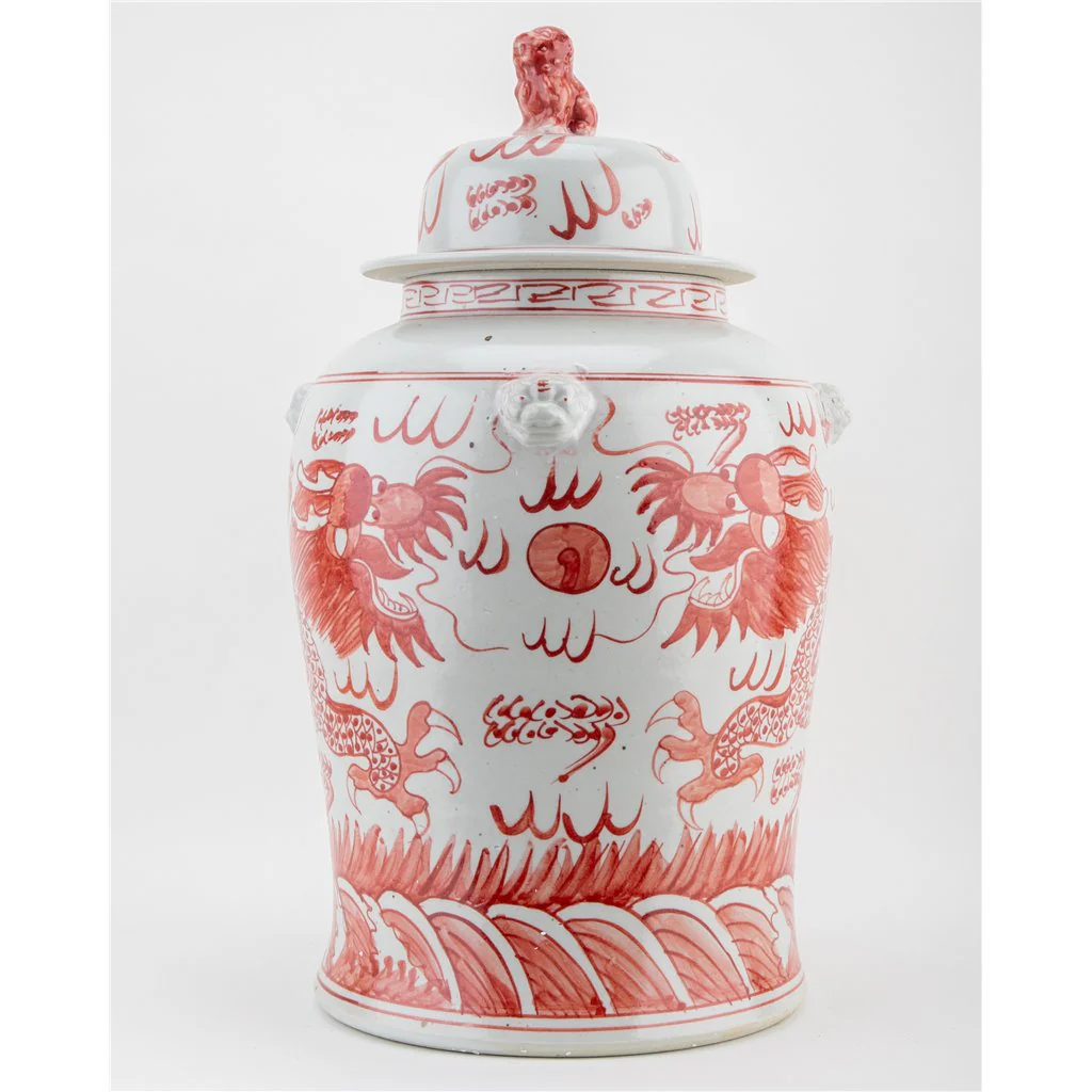 Danny's Fine Porcelain Temple Jar Light Red Dragon 51125 - Image 6