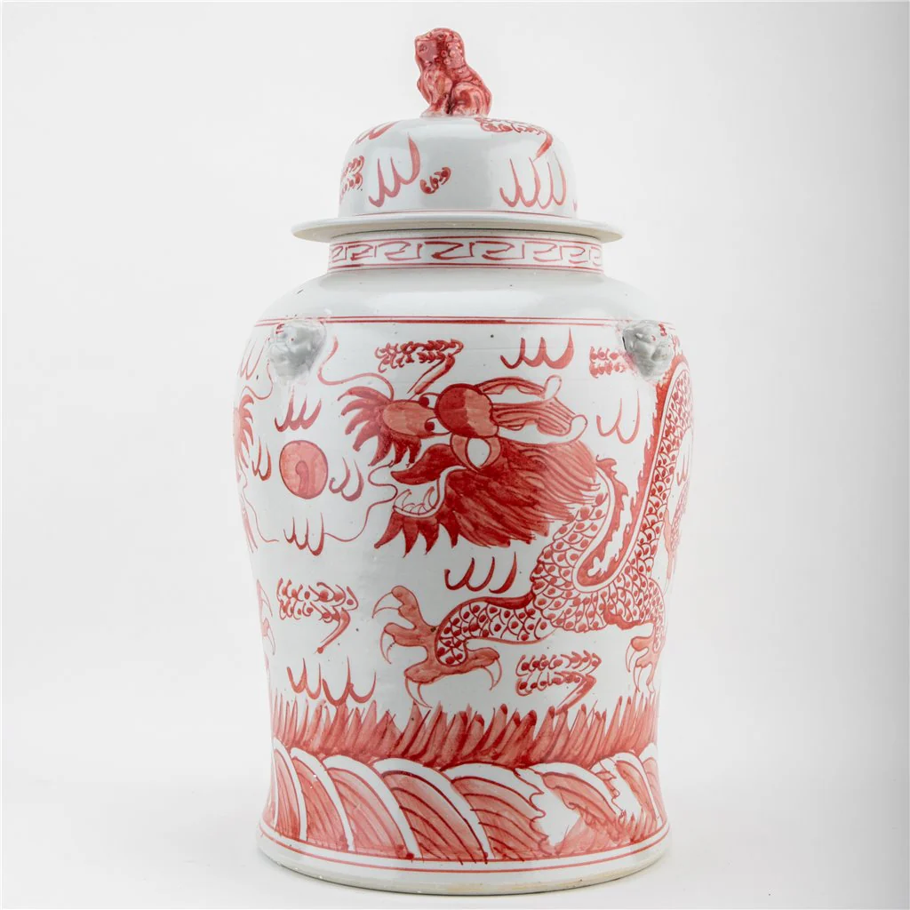 Danny's Fine Porcelain Temple Jar Light Red Dragon 51125 - Image 7