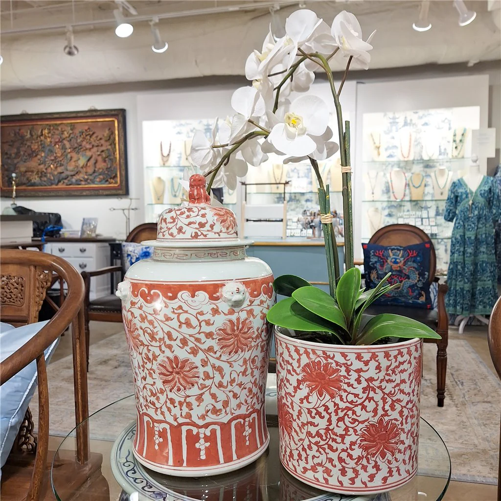 Danny's Fine Porcelain Temple Jar Light Red Floral 51127 - Image 15