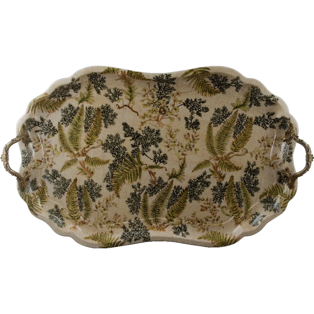 Danny's Fine Porcelain Tray With Bronze Handle- Moss Fern 60221
