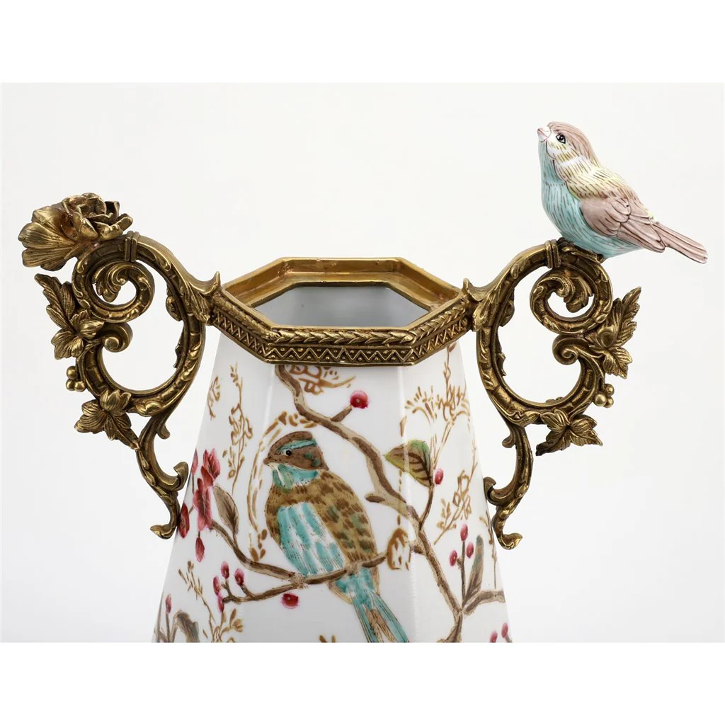 Danny's Fine Porcelain Vase With Bird And Bronze Ormolu - Robin Morning 60381 - Image 10