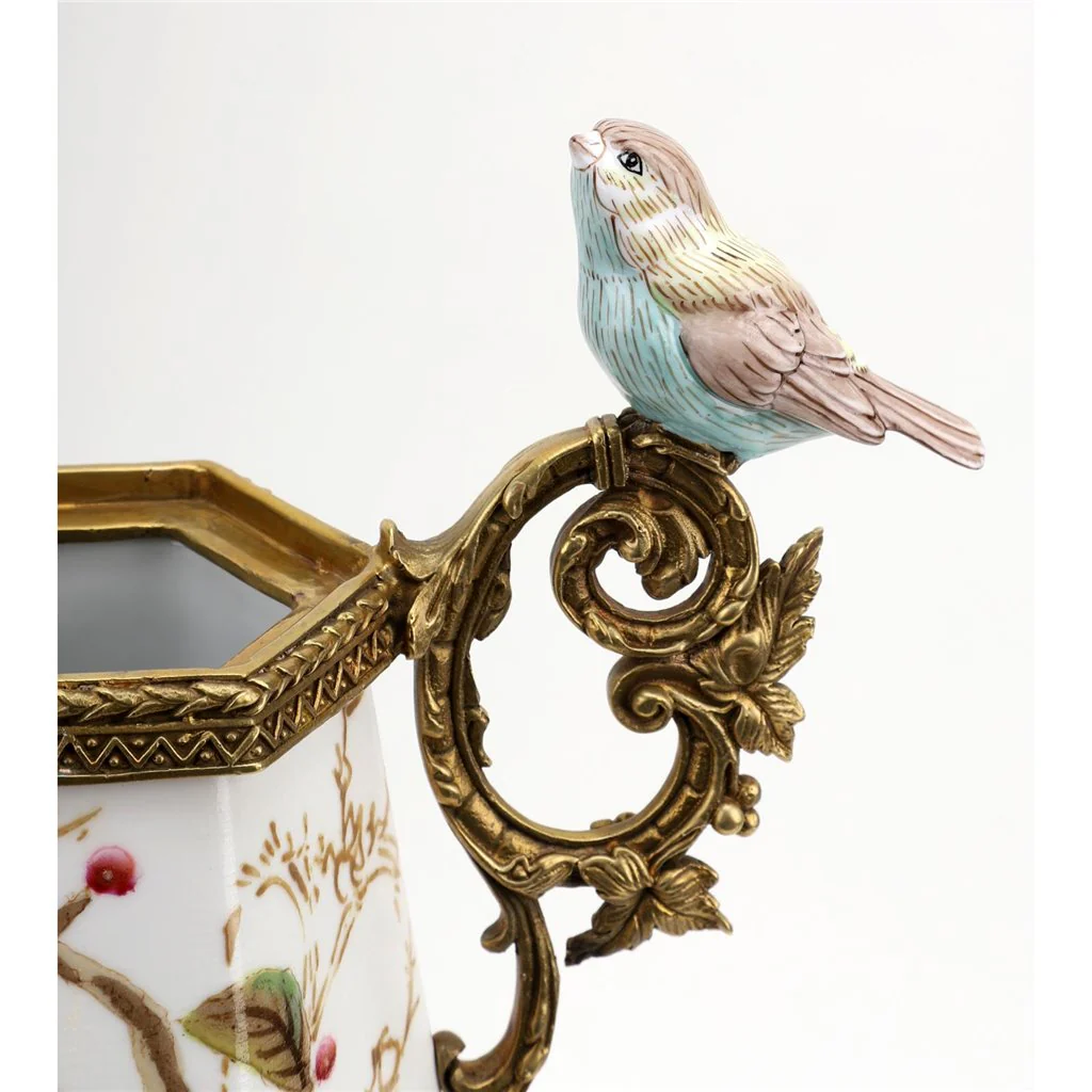 Danny's Fine Porcelain Vase With Bird And Bronze Ormolu - Robin Morning 60381 - Image 11