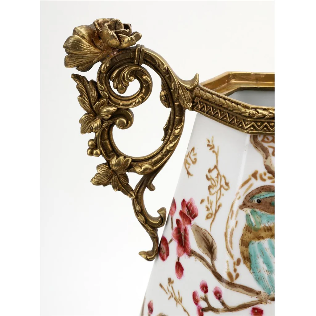 Danny's Fine Porcelain Vase With Bird And Bronze Ormolu - Robin Morning 60381 - Image 12