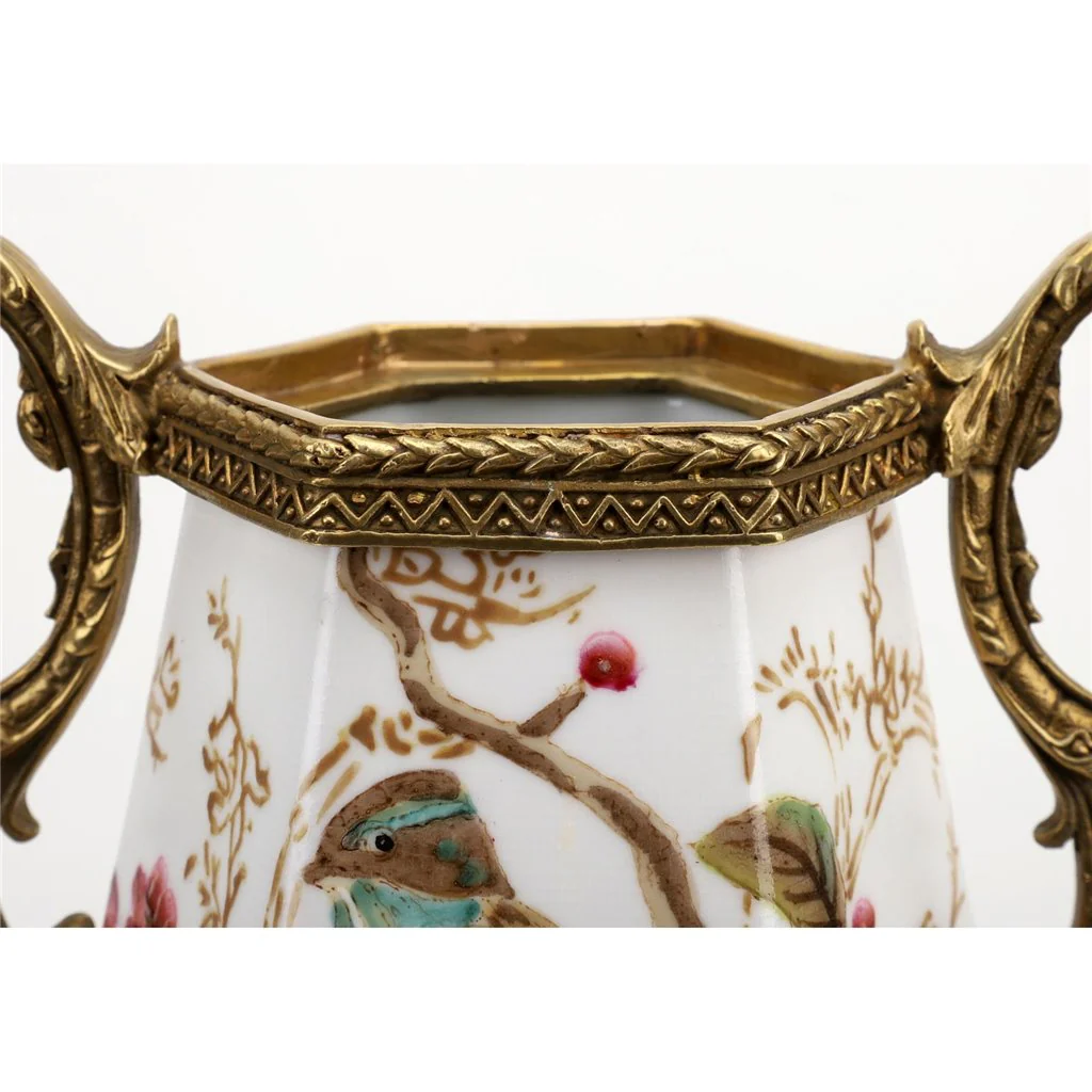 Danny's Fine Porcelain Vase With Bird And Bronze Ormolu - Robin Morning 60381 - Image 13