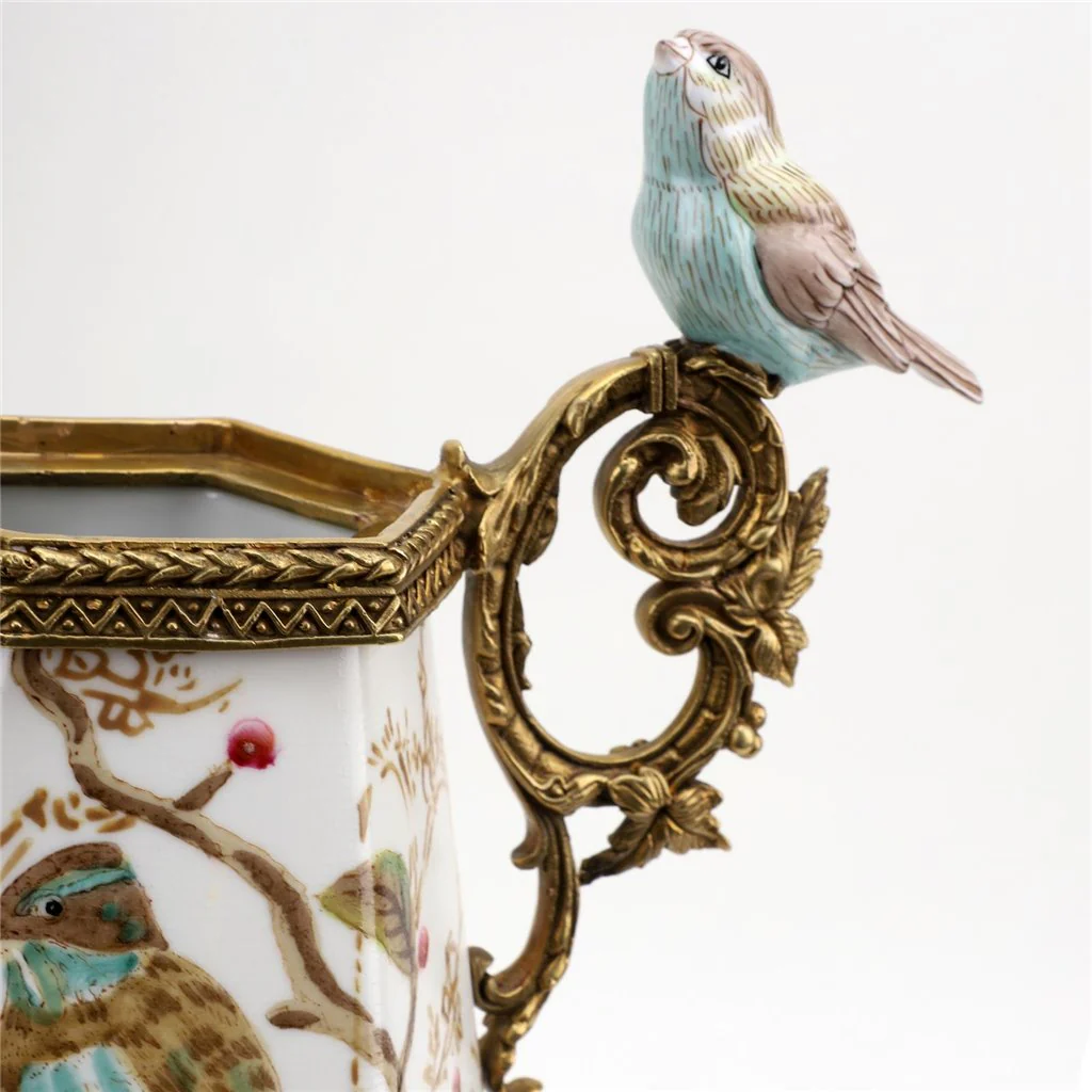 Danny's Fine Porcelain Vase With Bird And Bronze Ormolu - Robin Morning 60381 - Image 15