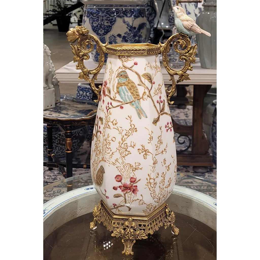 Danny's Fine Porcelain Vase With Bird And Bronze Ormolu - Robin Morning 60381 - Image 17