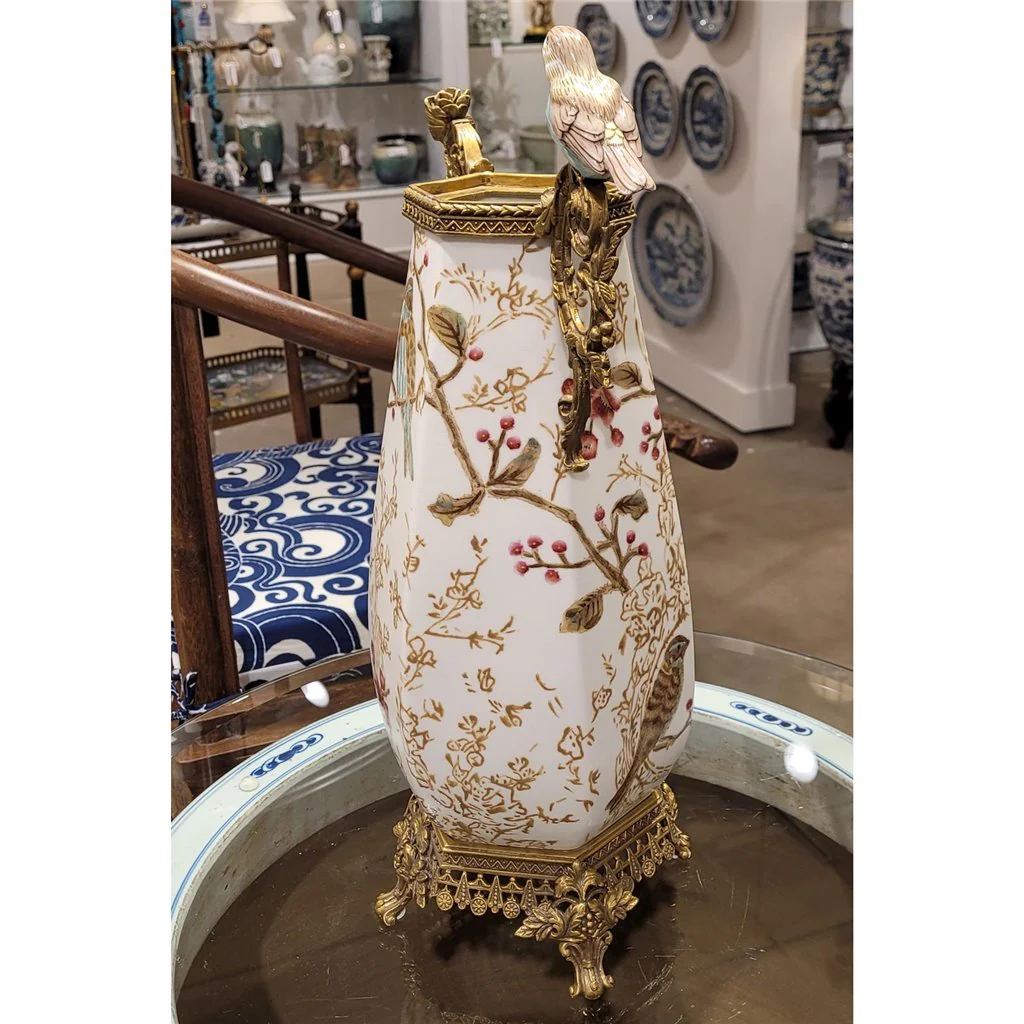 Danny's Fine Porcelain Vase With Bird And Bronze Ormolu - Robin Morning 60381 - Image 22