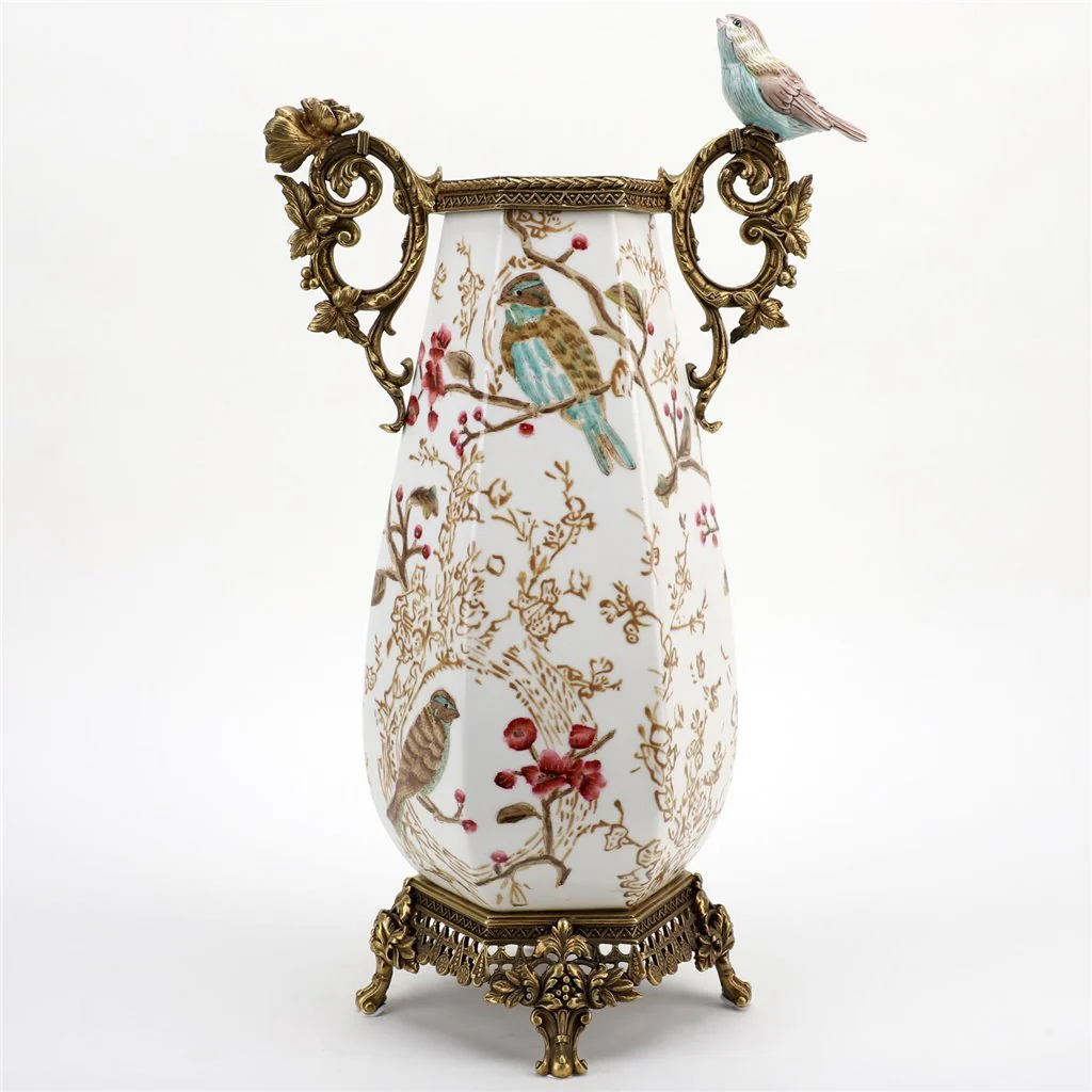 Danny's Fine Porcelain Vase With Bird And Bronze Ormolu - Robin Morning 60381 - Image 3