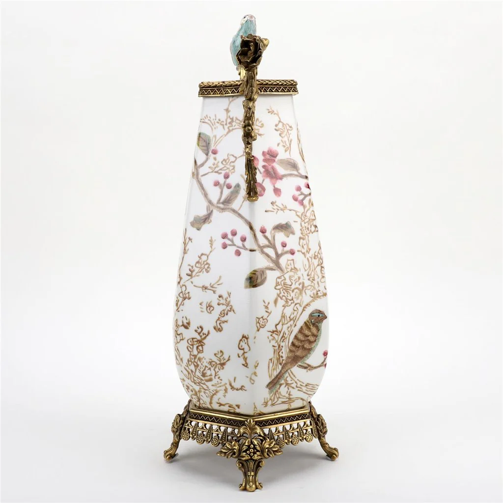 Danny's Fine Porcelain Vase With Bird And Bronze Ormolu - Robin Morning 60381 - Image 5