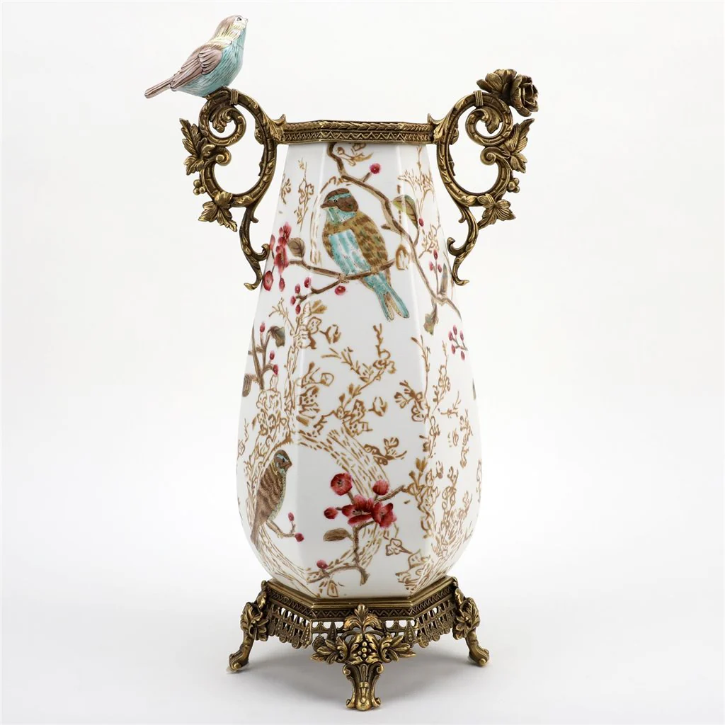Danny's Fine Porcelain Vase With Bird And Bronze Ormolu - Robin Morning 60381 - Image 6