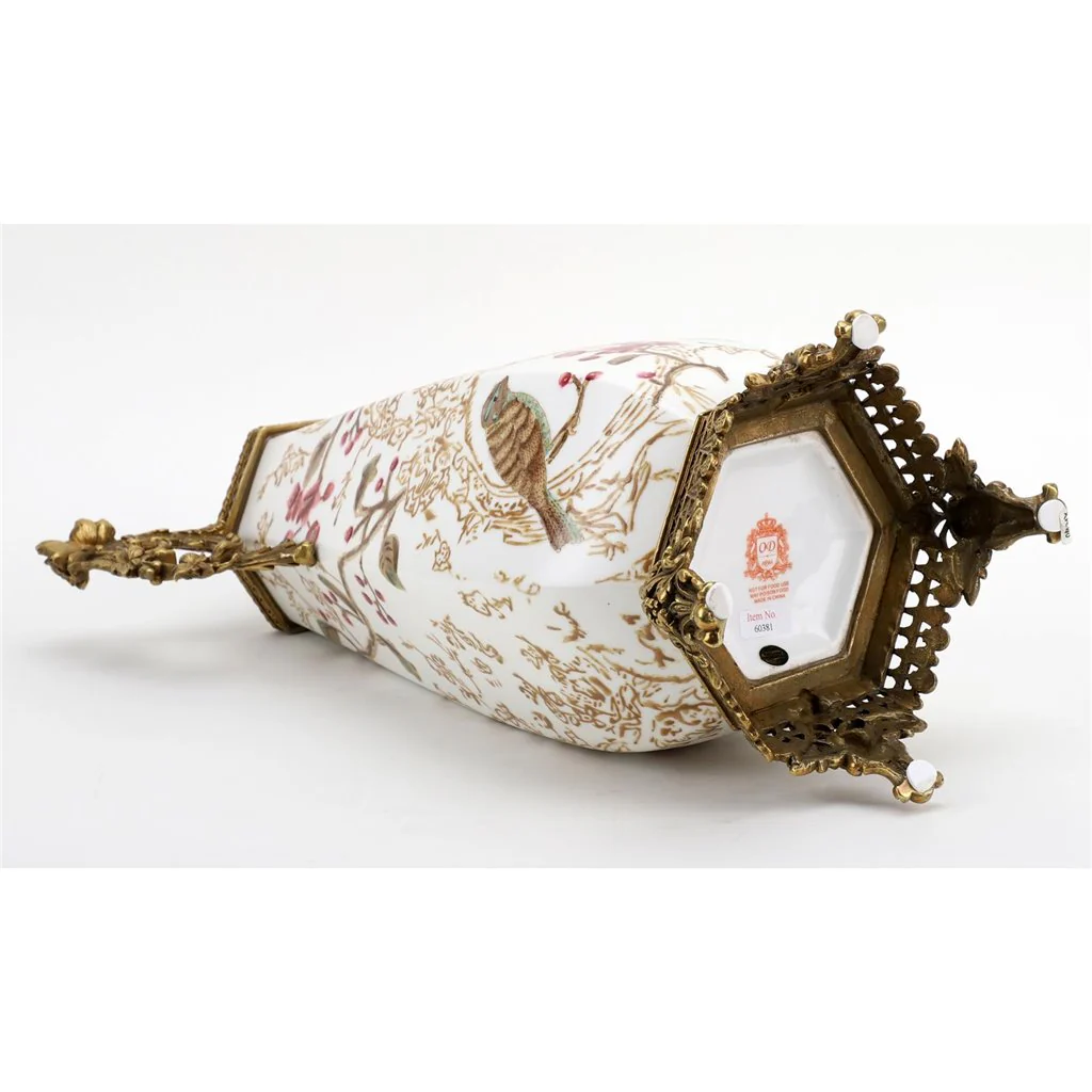 Danny's Fine Porcelain Vase With Bird And Bronze Ormolu - Robin Morning 60381 - Image 8
