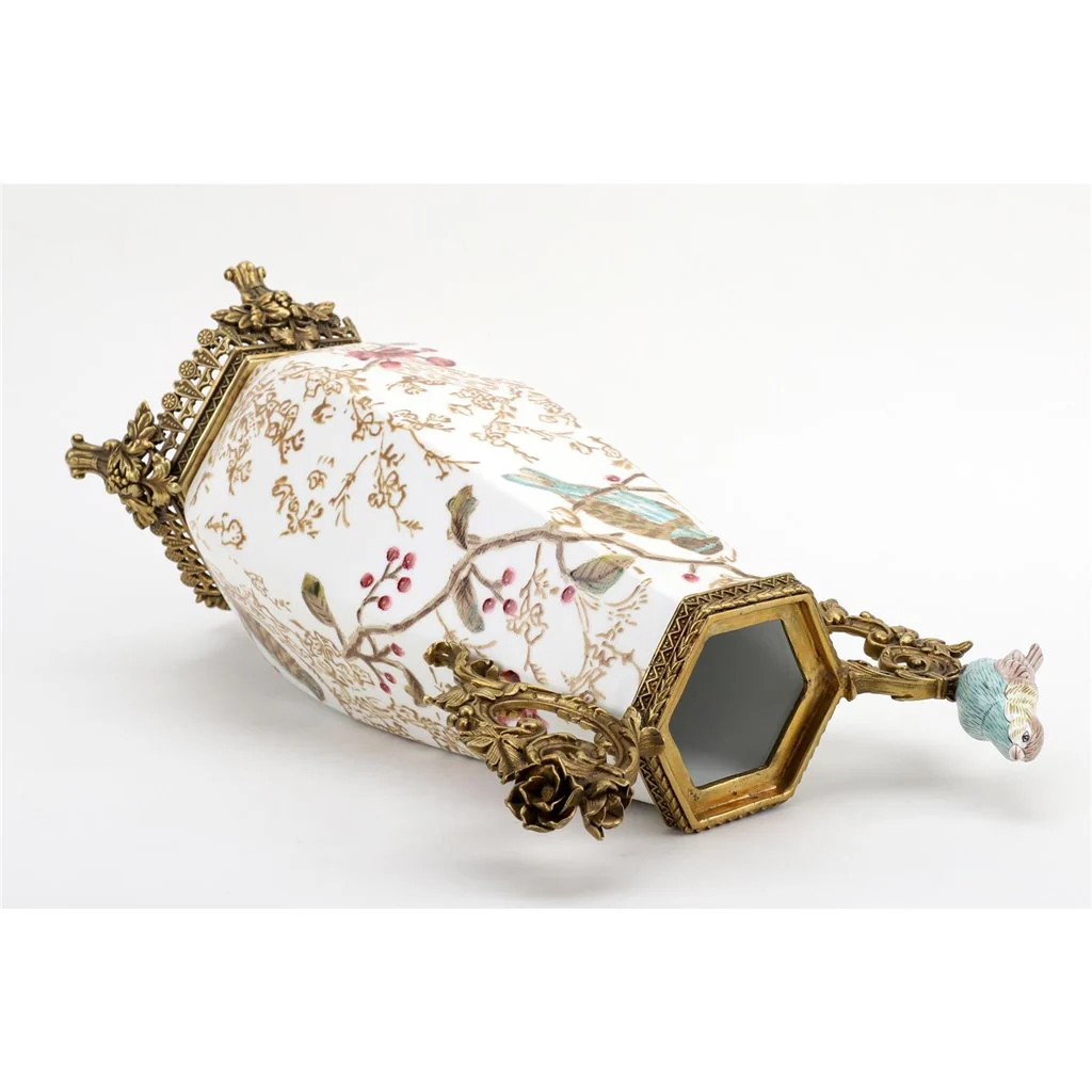 Danny's Fine Porcelain Vase With Bird And Bronze Ormolu - Robin Morning 60381 - Image 9