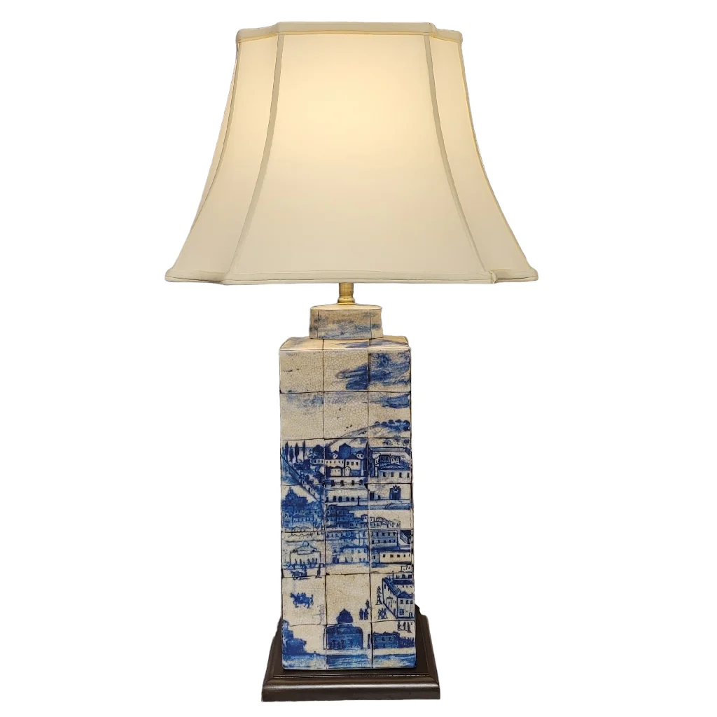 Danny's Fine Porcelain VILLAGE JAR LAMP- AZURE VILLAGE (311-17-BE) 60403-L